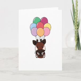 Okapi fliegt mit bunten Ballons hoch Karte