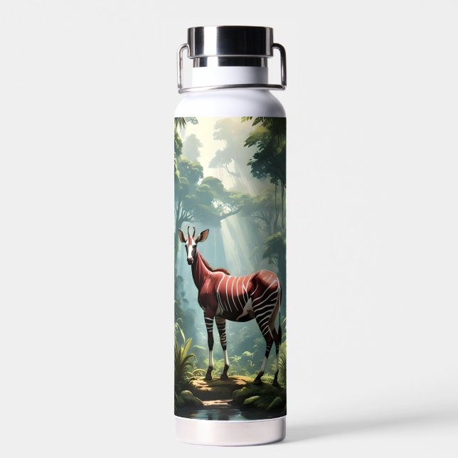 Okapi im Regenwald (Zebra Giraffe) Trinkflasche (Rückseite)