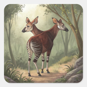 Okapi Quadratischer Aufkleber