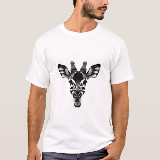 Okapi Spirit - Realistischer Schwarz & Weiß Kopf T-Shirt