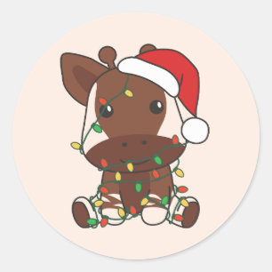 Okapi Weihnachten Winter Tiere Holiday Okapis Runder Aufkleber