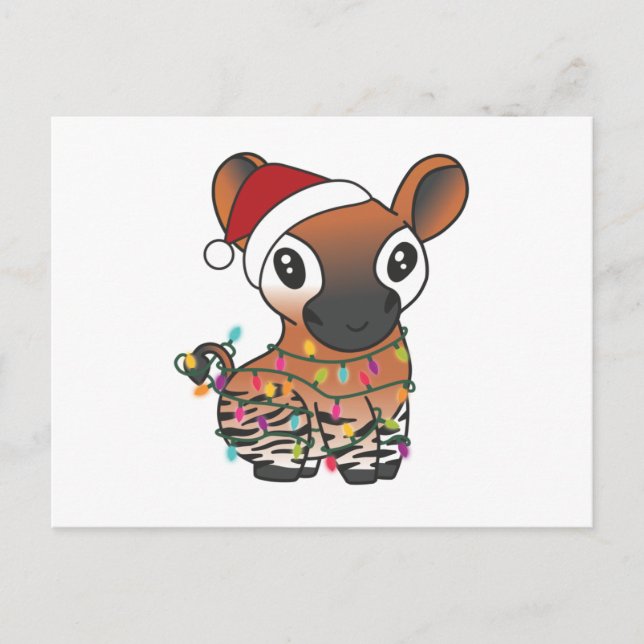 Okapi Weihnachtsschnee Wintertiere Okapis Postcar Postkarte (Vorderseite)