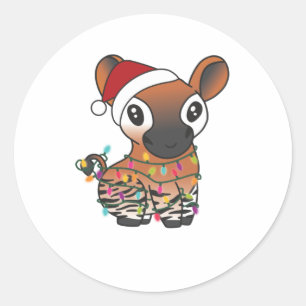 Okapi Weihnachtsschnee Wintertiere Okapis Runder Aufkleber