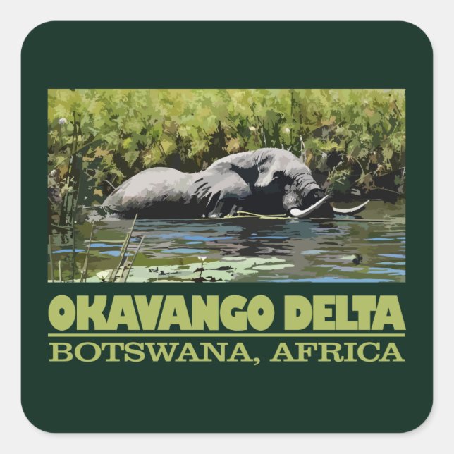 Okavango Delta Quadratischer Aufkleber (Vorderseite)