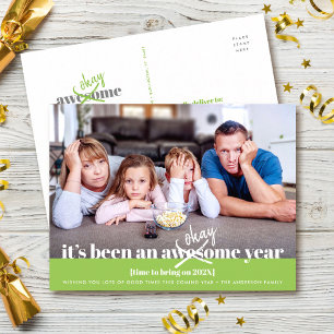 Okay Neujahr kühl Modernes Funny Foto Green Feiertagspostkarte