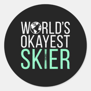 Okayester Skifahrer Schnee Wintersport Skifahrer  Runder Aufkleber