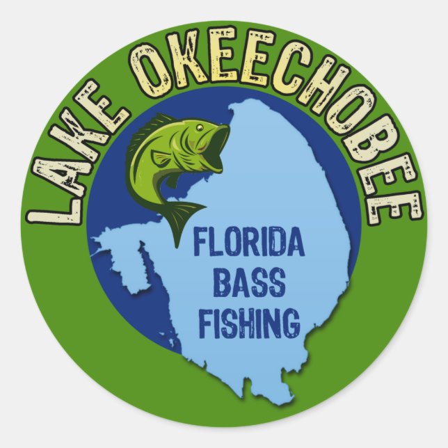Okeechobee-See, Bassfischerei in Florida Runder Aufkleber (Vorderseite)