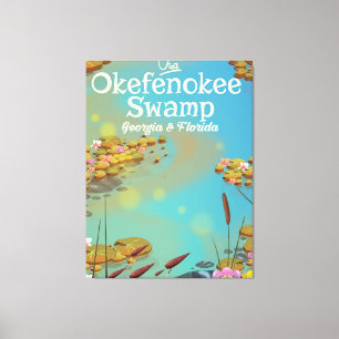 Okefenokee Swamp Cartoon Reiseplakat Leinwanddruck