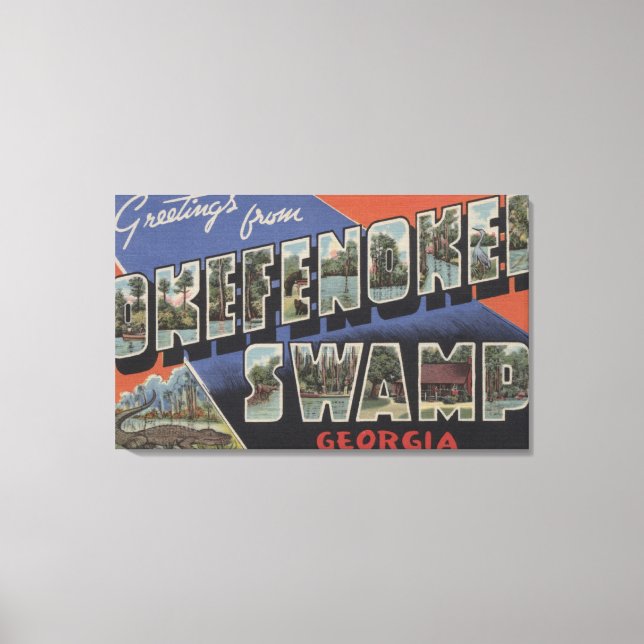 Okefenokee Swamp, Georgien - Große Briefszenen Leinwanddruck (Vorderseite)