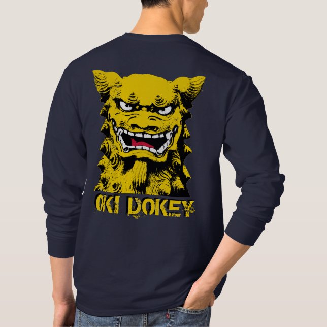 Oki Dokey Shisa langes Hülsen-T-Shirt T-Shirt (Rückseite)