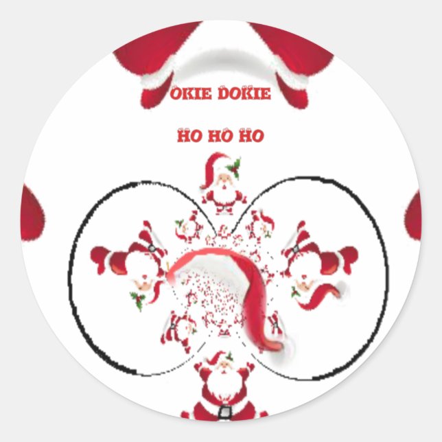 Oki Dokie Santa! Runder Aufkleber (Vorderseite)
