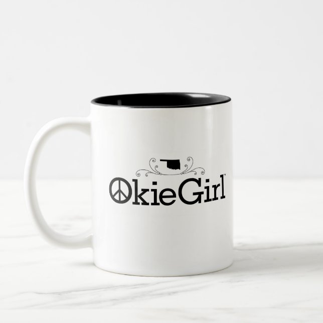 Okie Girl Oklahoma Zwei-Tone-Tasse Zweifarbige Tasse (Links)