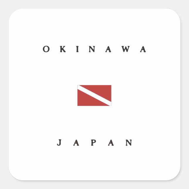Okinawa Japan Scuba Dive Flag Quadratischer Aufkleber (Vorderseite)