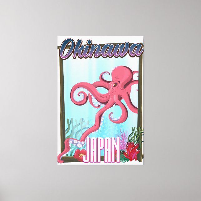 Okinawa Japan Tintenfisch Reiseplakat Leinwanddruck (Vorderseite)