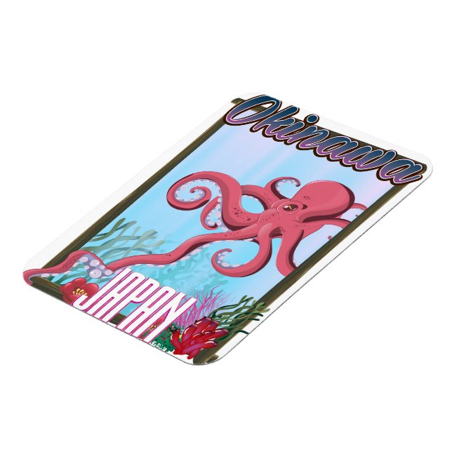 Okinawa Japan Tintenfisch Reiseplakat Magnet (Linke Seite)