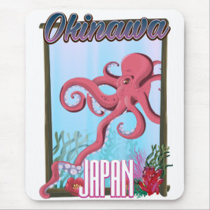 Okinawa Japan Tintenfisch Reiseplakat Mousepad