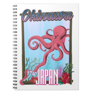 Okinawa Japan Tintenfisch Reiseplakat Notizblock