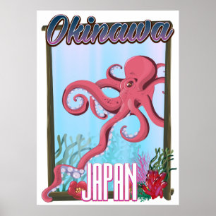 Okinawa Japan Tintenfisch Reiseplakat Poster