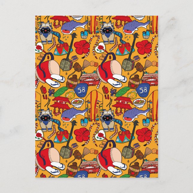 Okinawa thème uchina illustration carte postale 沖  (Devant)