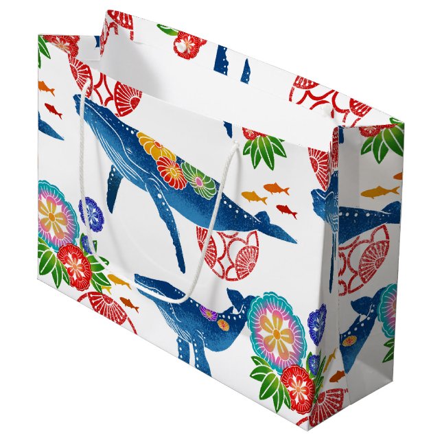 okinawan bingata Artmuster-Kunst giftbag Große Geschenktüte (Vorderseite Schrägansicht)