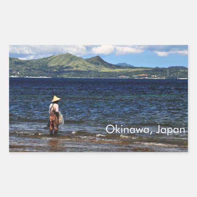 Okinawan Fisherman Rechteckiger Aufkleber (Vorderseite)