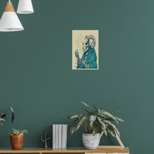 Okkultes Rauchendes Widder-Schädel-Poster Poster (Wohnzimmer 1)