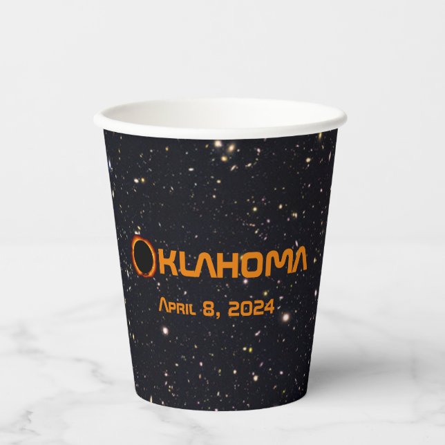 Oklahoma 2024 Gesamtsolare Pappbecher (Vorderseite)