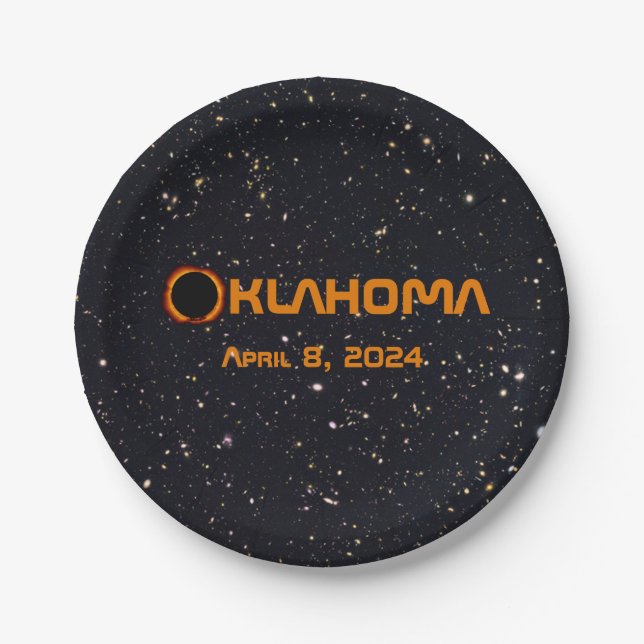 Oklahoma 2024 Gesamtsolare Pappteller (Vorderseite)