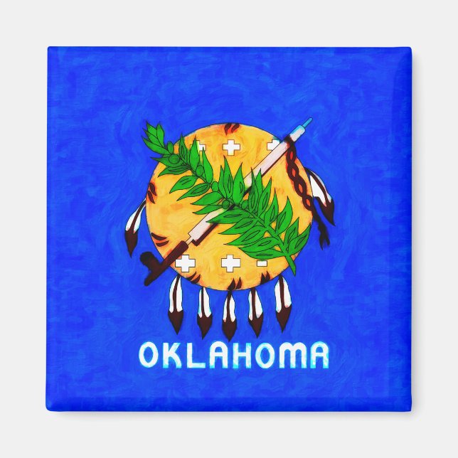 Oklahoma Anstrichfarbene Flaggenprodukte Magnet (Vorne)