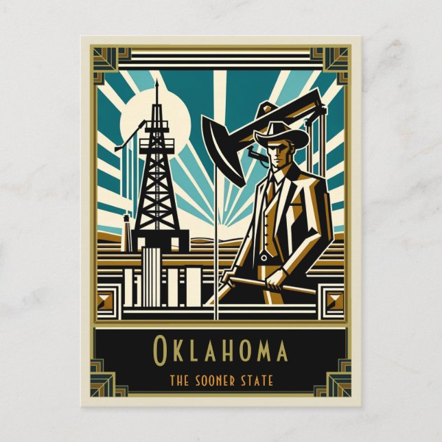 Oklahoma | Art Deco Postkarte (Vorderseite)