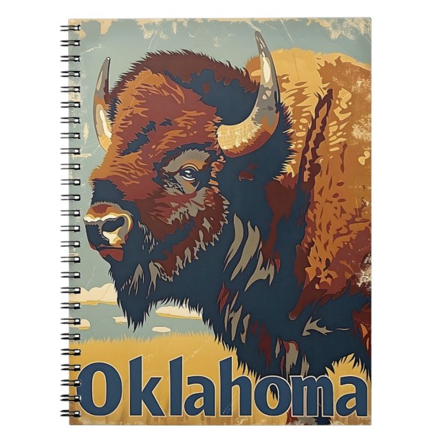 Oklahoma Bison Vintag Notizblock (Vorderseite)