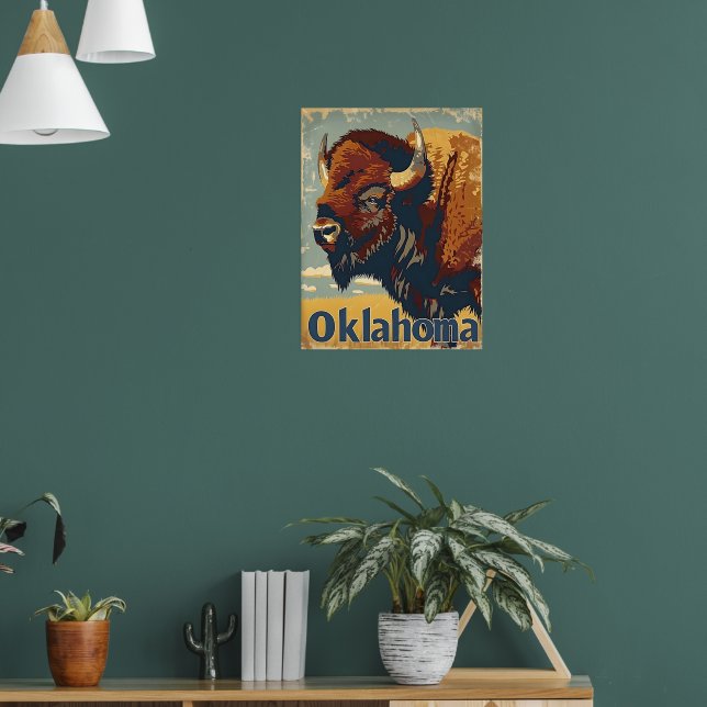 Oklahoma Bison Vintag Poster (Wohnzimmer 1)