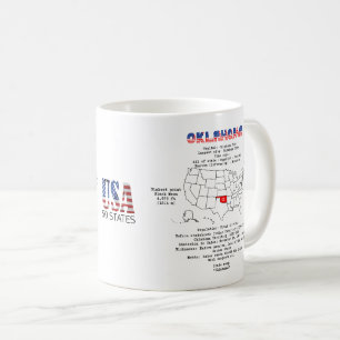 Oklahoma Bundesstaat auf einer Karte und nützliche Kaffeetasse