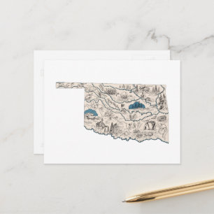 Oklahoma Carte d'image Vintage Antique State Chart