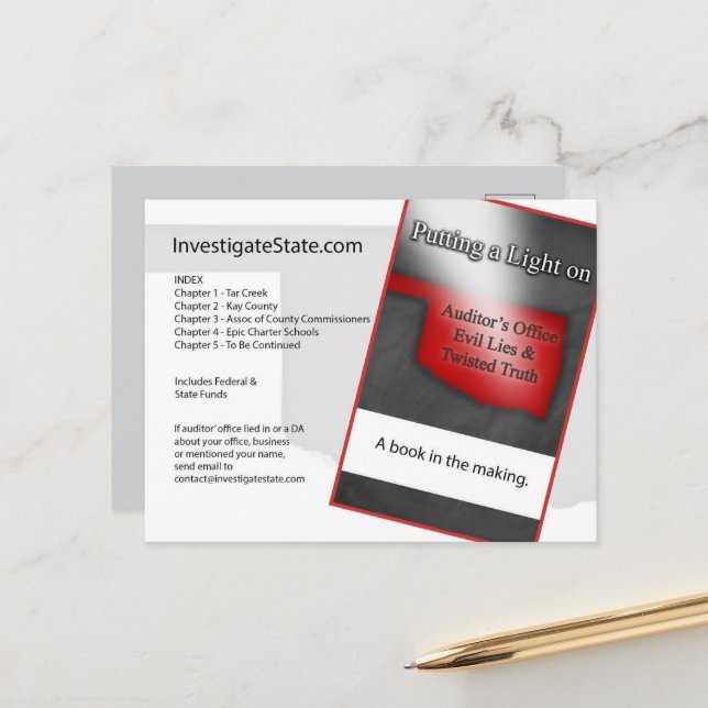 Oklahoma carte postale politique (Devant/Arrière en situation)