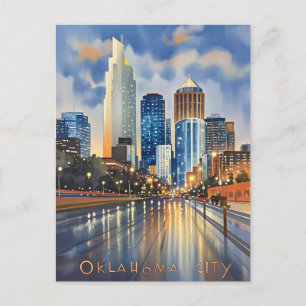 Oklahoma City Aquarell-Himmel-Linie Postkarte