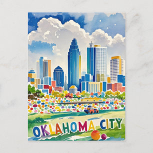 Oklahoma City Aquarell-Himmelsszene Postkarte