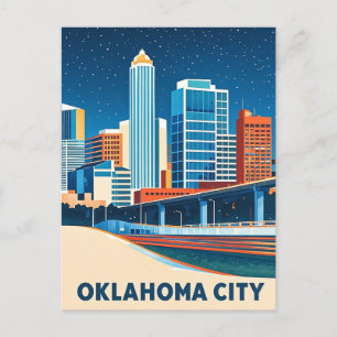 Oklahoma City Aquarell Stadtansicht Postkarte