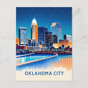 Oklahoma City Aquarell Stadtansicht Postkarte