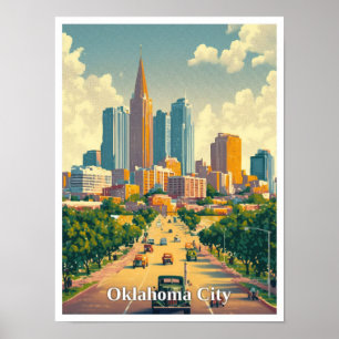 Oklahoma City Art Vintage Reisevorführung Poster