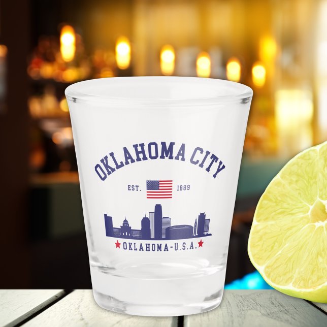 Oklahoma City Flag & Skyline  Schnapsglas (Von Creator hochgeladen)