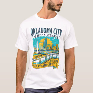 Oklahoma City Heartland Spirit Koordinaten Skyline T-Shirt