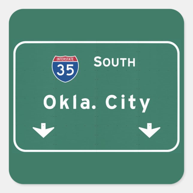 Oklahoma City ok Autobahn Autobahn : Quadratischer Aufkleber (Vorderseite)