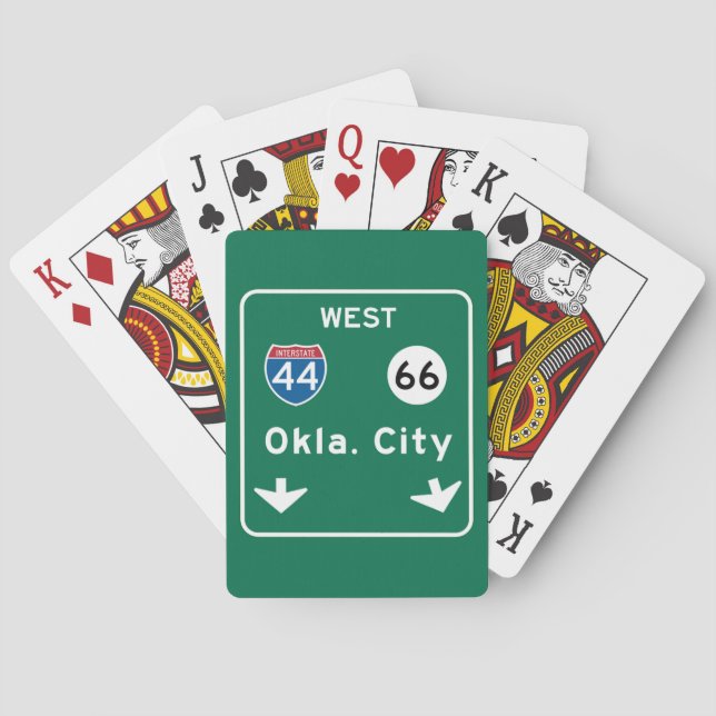 Oklahoma City, OK Road Sign Spielkarten (Rückseite)