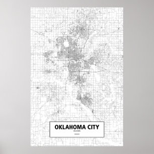 Oklahoma City, Oklahoma (schwarz auf weiß) Poster