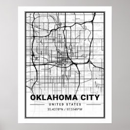 Oklahoma City Oklahoma USA Travel City Map Poster