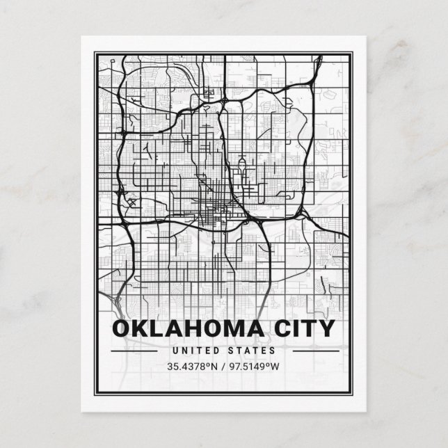Oklahoma City Oklahoma USA Travel City Map Postkarte (Vorderseite)