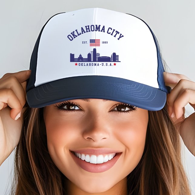 Oklahoma City Patriotic Skyline Baseball Cap Truckerkappe (Von Creator hochgeladen)