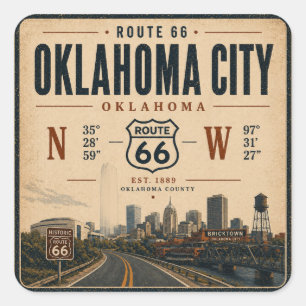 Oklahoma City Route 66 Coordonnées Autocollant