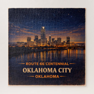 Oklahoma City Route 66 Skyline Spiel Nacht Geschen